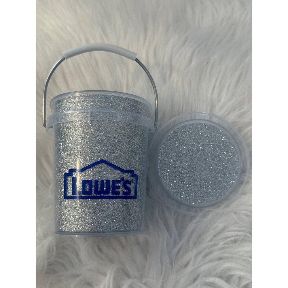 Lowes Silver Glitter Mini Bucket with Lid 0.37qt Food Safe GMP2CS #8971267